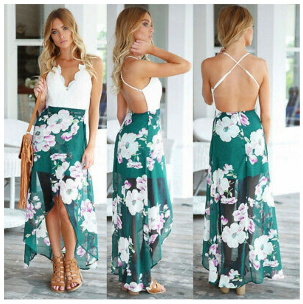 SEXY LACE BACKLESS LONG DRESS